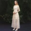 Affordable Champagne Summer See-through Evening Dresses  2019 A-Line / Princess High Neck Sleeveless Glitter Tulle Floor-Length / Long Ruffle Formal Dresses
