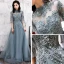 Modern / Fashion Champagne See-through Evening Dresses  2019 A-Line / Princess High Neck Bell sleeves Appliques Lace Beading Floor-Length / Long Backless Formal Dresses