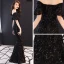 Erschwinglich Schwarz Abendkleider 2019 Meerjungfrau Off Shoulder Kurze Ärmel Pailletten Lange Rüschen Rückenfreies Festliche Kleider