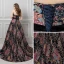 Colored Black Prom Dresses 2019 A-Line / Princess Strapless Sleeveless Multi-Colors Printing Flower Beading Sash Court Train Ruffle Backless Formal Dresses
