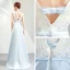 Elegante Himmelblau Satin Brautjungfernkleider 2019 A Linie Eckiger Ausschnitt Ärmellos Stoffgürtel Applikationen Blumen Perlenstickerei Sweep / Pinsel Zug Rückenfreies Kleider Für Hochzeit