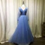 Luxury / Gorgeous Burgundy See-through Evening Dresses  2019 A-Line / Princess Deep V-Neck Puffy 3/4 Sleeve Handmade  Beading Glitter Tulle Floor-Length / Long Ruffle Backless Formal Dresses