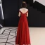 Chinese style Red See-through Evening Dresses  2019 A-Line / Princess High Neck Cap Sleeves Sash Appliques Lace Beading Floor-Length / Long Backless Formal Dresses