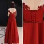 Chinese style Red See-through Evening Dresses  2019 A-Line / Princess High Neck Cap Sleeves Sash Appliques Lace Beading Floor-Length / Long Backless Formal Dresses