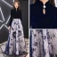 Abordable Style Chinois Bleu Marine Daim Robe De Soirée 2019 Princesse Col Haut Manches Longues Ceinture Appliques En Dentelle Longue Volants Robe De Ceremonie