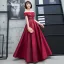 Chic / Beautiful Burgundy Evening Dresses  2019 A-Line / Princess Off-The-Shoulder Short Sleeve Beading Floor-Length / Long Ruffle Backless Formal Dresses