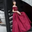 Chic / Beautiful Burgundy Evening Dresses  2019 A-Line / Princess Off-The-Shoulder Short Sleeve Beading Floor-Length / Long Ruffle Backless Formal Dresses