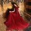 Chic / Beautiful Burgundy See-through Evening Dresses  2019 A-Line / Princess Scoop Neck Cap Sleeves Appliques Flower Beading Floor-Length / Long Ruffle Backless Formal Dresses