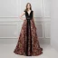 Sexy Noire Robe De Soirée 2019 Princesse V-Cou Sans Manches Perlage Faux Diamant Ceinture Impression Fleur Tribunal Train Volants Dos Nu Robe De Ceremonie