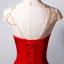 Chic Rouge Transparentes Robe De Soirée 2019 Princesse Encolure Dégagée Mancherons Perlage Longue Volants Dos Nu Robe De Ceremonie
