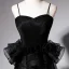 Chic / Beautiful Black Prom Dresses 2019 A-Line / Princess Spaghetti Straps Sleeveless Floor-Length / Long Ruffle Backless Formal Dresses