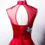 Style Chinois Rouge Satin Transparentes Robe De Soirée 2019 Princesse Col Haut Sans Manches Noeud Ceinture Brodé Fleur Perle Faux Diamant Longue Volants Dos Nu Robe De Ceremonie