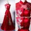 Style Chinois Rouge Satin Transparentes Robe De Soirée 2019 Princesse Col Haut Sans Manches Noeud Ceinture Brodé Fleur Perle Faux Diamant Longue Volants Dos Nu Robe De Ceremonie