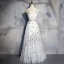 Lovely Ivory Summer Evening Dresses  2019 A-Line / Princess Shoulders Sleeveless Butterfly Embroidered Floor-Length / Long Ruffle Backless Formal Dresses