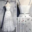 Lovely Ivory Summer Evening Dresses  2019 A-Line / Princess Shoulders Sleeveless Butterfly Embroidered Floor-Length / Long Ruffle Backless Formal Dresses