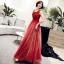 Elegant Red Gradient-Color Evening Dresses  2019 A-Line / Princess Scoop Neck Sleeveless Glitter Tulle Floor-Length / Long Ruffle Backless Formal Dresses