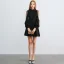 Modern / Fashion Black Homecoming Graduation Dresses 2019 A-Line / Princess High Neck Puffy Long Sleeve Short Ruffle Formal Dresses