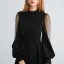 Modern / Fashion Black Homecoming Graduation Dresses 2019 A-Line / Princess High Neck Puffy Long Sleeve Short Ruffle Formal Dresses
