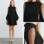 Modern / Fashion Black Homecoming Graduation Dresses 2019 A-Line / Princess High Neck Puffy Long Sleeve Short Ruffle Formal Dresses