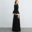 Amazing / Unique Black Evening Dresses  2019 A-Line / Princess V-Neck Bell sleeves Floor-Length / Long Ruffle Formal Dresses