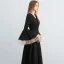 Amazing / Unique Black Evening Dresses  2019 A-Line / Princess V-Neck Bell sleeves Floor-Length / Long Ruffle Formal Dresses