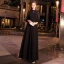 Simple Noire Robe De Soirée 2019 Princesse Col Haut Gonflée 3/4 Manches Longue Volants Robe De Ceremonie