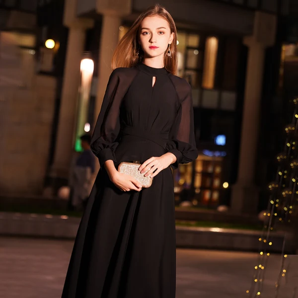 black dress with 3/4 sleeves 3/4 Sleeve Black Dress – Miss Modestee main image 1