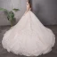 Vintage / Originale Champagne Transparentes Robe De Mariée 2019 Princesse Col Haut Mancherons Dos Nu Glitter Tulle Appliques En Dentelle Perlage Cathedral Train Volants