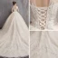 Elegancka Szampan Suknie Ślubne 2019 Princessa Przezroczyste Wycięciem Bez Pleców Rękawy z Kapturkiem Aplikacje Z Koronki Frezowanie Trenem Katedra