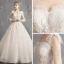 Élégant Champagne Transparentes Robe De Mariée 2019 Princesse Encolure Carrée Manches Longues Dos Nu Appliques En Dentelle Perlage Perle Paillettes Chapel Train Volants