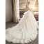 Elegant Champagne Wedding Dresses 2019 A-Line / Princess Off-The-Shoulder Short Sleeve Backless Appliques Lace Pearl Chapel Train Ruffle