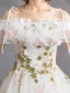 Affordable Ivory Wedding Dresses 2019 A-Line / Princess Off-The-Shoulder Short Sleeve Backless Butterfly Appliques Lace Flower Court Train Ruffle