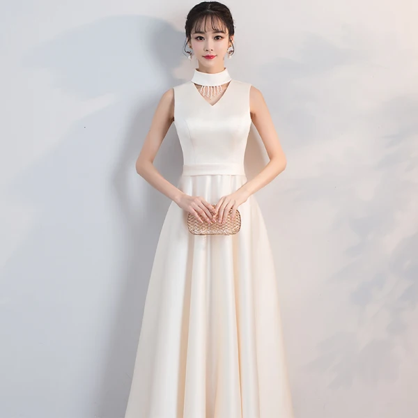 Affordable Black Satin Evening Dresses 2019 A-Line / Princess High Neck Sleeveless Beading Tassel Sash Floor-Length / Long Ruffle Formal Dresses