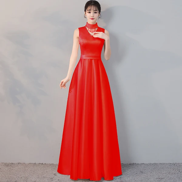 Affordable Black Satin Evening Dresses 2019 A-Line / Princess High Neck Sleeveless Beading Tassel Sash Floor-Length / Long Ruffle Formal Dresses