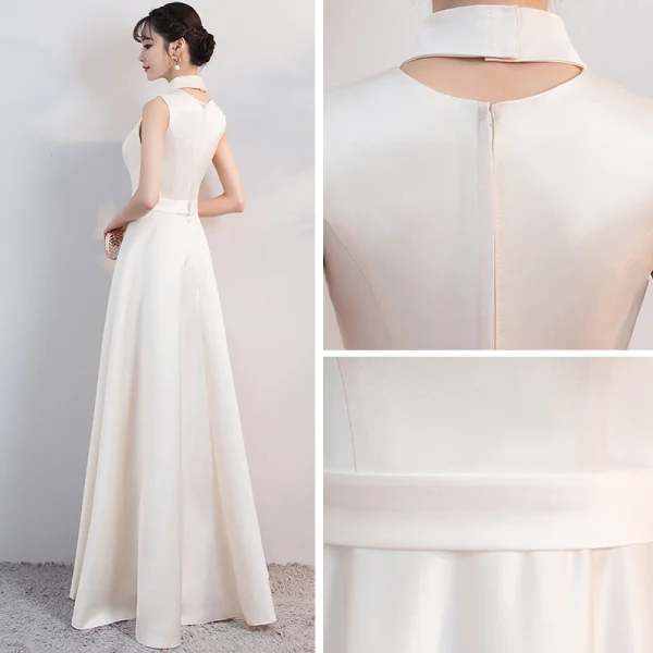 Affordable Black Satin Evening Dresses 2019 A-Line / Princess High Neck Sleeveless Beading Tassel Sash Floor-Length / Long Ruffle Formal Dresses