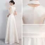 Affordable Black Satin Evening Dresses  2019 A-Line / Princess High Neck Sleeveless Beading Tassel Sash Floor-Length / Long Ruffle Formal Dresses