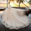 Romantique Champagne Transparentes Robe De Mariée 2019 Princesse Encolure Dégagée Gonflée 3/4 Manches Dos Nu Appliques En Dentelle Perlage Cristal Glitter Tulle Chapel Train Volants