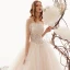 Élégant Champagne Jardin / Extérieur Robe De Mariée 2019 Princesse Bretelles Spaghetti Sans Manches Dos Nu Appliques En Dentelle Perlage Longue Volants
