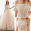 Élégant Champagne Jardin / Extérieur Robe De Mariée 2019 Princesse Bretelles Spaghetti Sans Manches Dos Nu Appliques En Dentelle Perlage Longue Volants