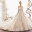 Meilleur Champagne Transparentes Robe De Mariée 2019 Princesse Encolure Carrée Dos Nu Appliques En Dentelle Fleur Perle Perlage Chapel Train Volants