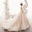 Elegant Champagne Brudekjoler 2019 Prinsesse Spaghettistropper Uten Ermer Ryggløse Appliques Blonder Perle Beading Chapel Train Buste