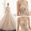 Elegant Champagne Brudekjoler 2019 Prinsesse Spaghettistropper Uten Ermer Ryggløse Appliques Blonder Perle Beading Chapel Train Buste
