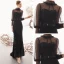 Vintage / Originale Noire Transparentes Robe De Soirée 2019 Trompette / Sirène Col Haut Gonflée 3/4 Manches Tachetée Tulle Glitter Polyester Noeud Ceinture Train De Balayage Dos Nu Robe De Ceremonie