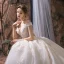Chic / Beautiful Champagne Wedding Dresses 2019 A-Line / Princess Off-The-Shoulder Deep V-Neck Short Sleeve Backless Appliques Lace Beading Chapel Train Ruffle