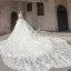 Étourdissant Ivoire Robe De Mariée 2019 Princesse De l'épaule Gonflée Manches Courtes Dos Nu Appliques En Dentelle Tulle Glitter Royal Train Volants