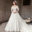 Étourdissant Ivoire Robe De Mariée 2019 Princesse De l'épaule Gonflée Manches Courtes Dos Nu Appliques En Dentelle Tulle Glitter Royal Train Volants