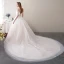 Abordable Champagne Robe De Mariée 2019 Princesse Bretelles Spaghetti Manches Courtes Dos Nu Paillettes Appliques En Dentelle Perle Cathedral Train Volants