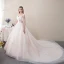 Abordable Champagne Robe De Mariée 2019 Princesse Bretelles Spaghetti Manches Courtes Dos Nu Paillettes Appliques En Dentelle Perle Cathedral Train Volants
