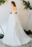 Abordable Ivoire Robe De Mariée 2019 Princesse De l'épaule Manches Courtes Dos Nu Appliques En Dentelle Perle Train De Balayage Volants