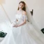 Abordable Ivoire Robe De Mariée 2019 Princesse De l'épaule Manches Courtes Dos Nu Appliques En Dentelle Perle Train De Balayage Volants